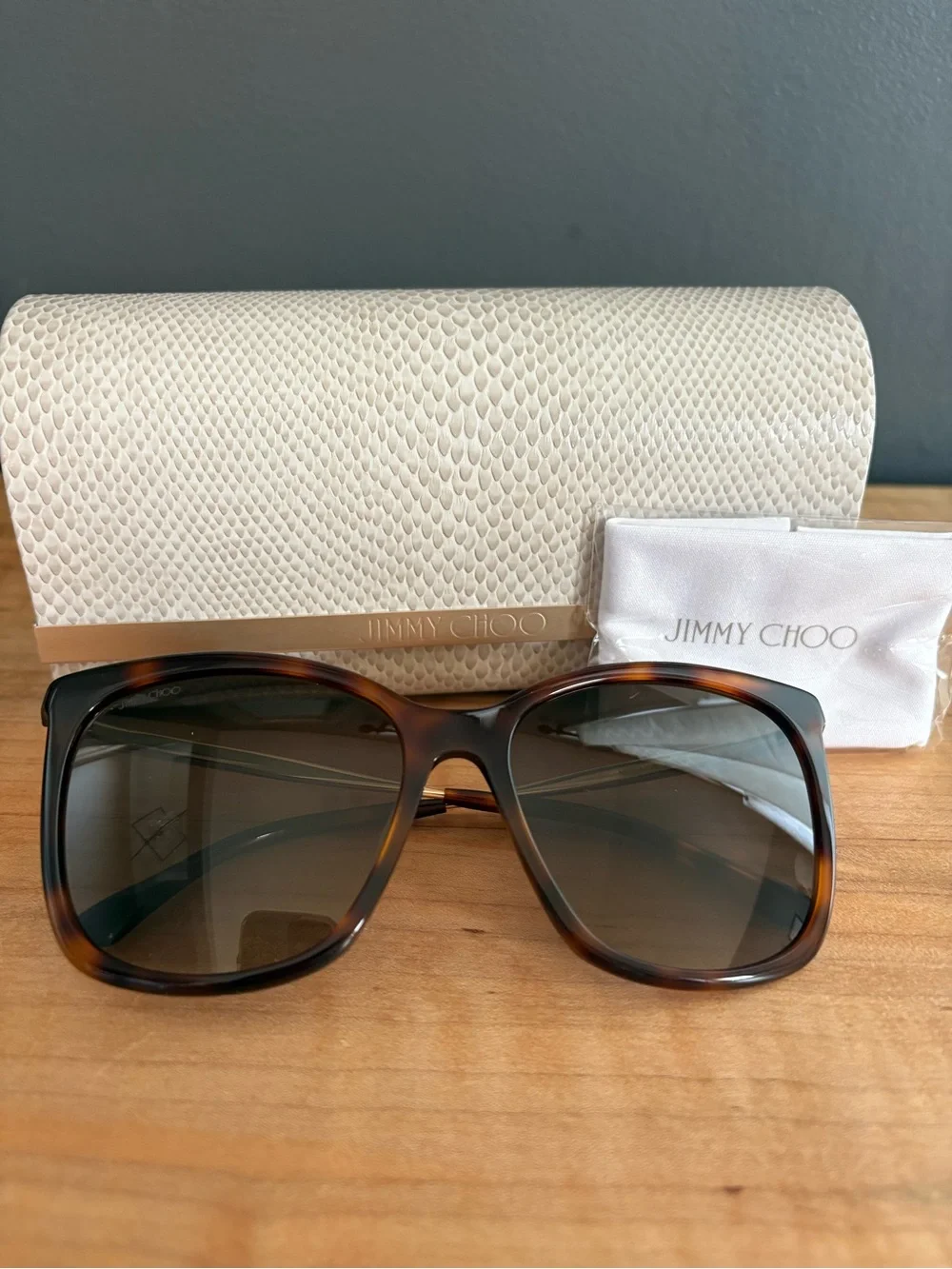 Jimmy Choo Nerea Tortoiseshell Sunglasses with Brown Lenses NIB